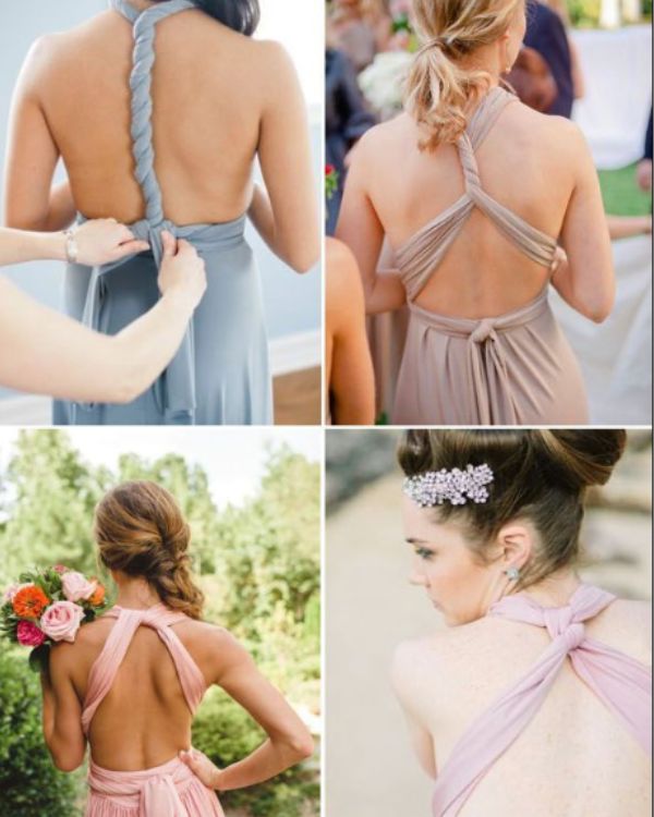 Brautjungfern Kleid das auf diverse Arten getragen werden kann 