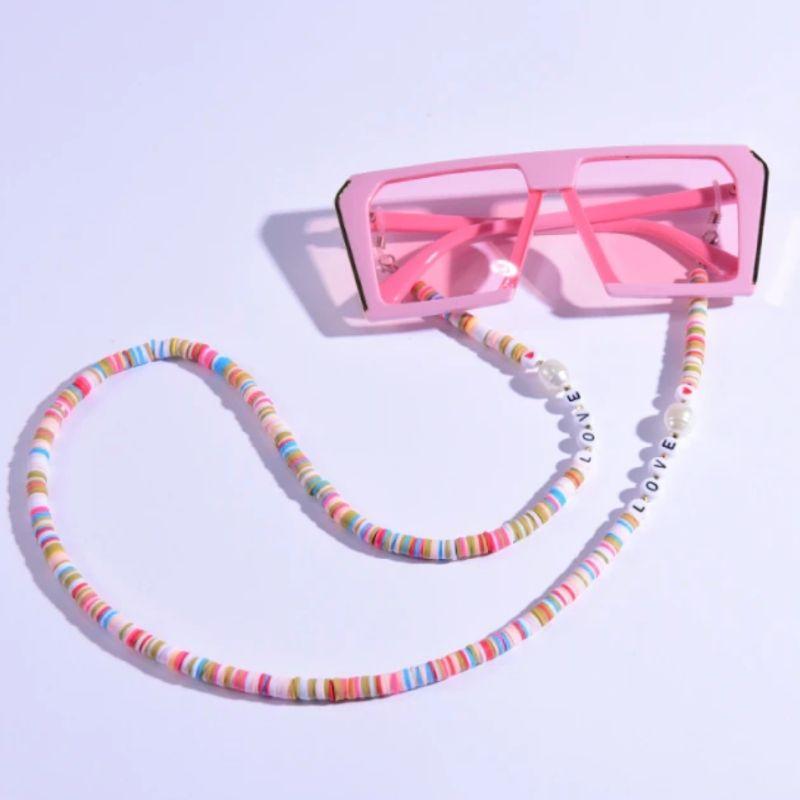 Pastel Farbige Brillenkette aus bunten Perlen - Maskenkette und Sonnenbrillenkette in Einem