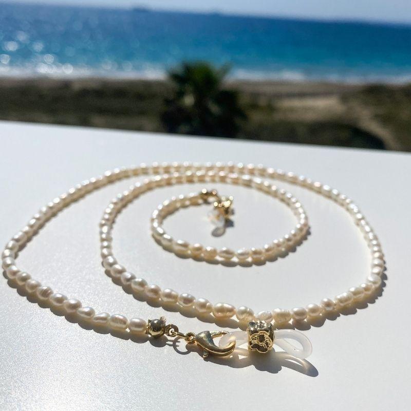 Echte Perlen Wasserperlen Perlenkette mit goldenem Verschluss aus 18K Gold