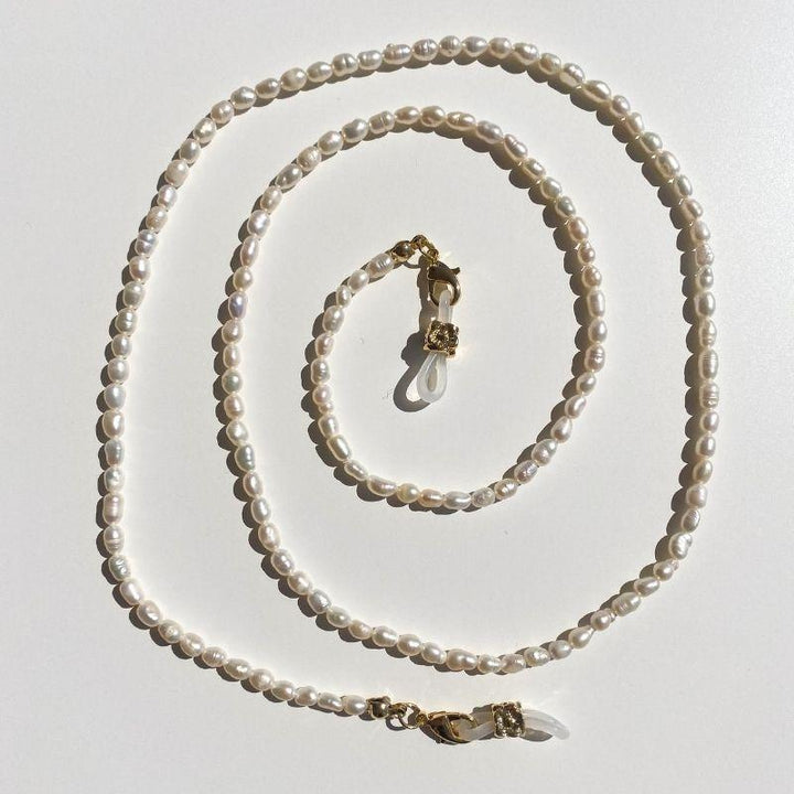 Maskenkette Perlenkette und Halskette in einem - Hochwertige echte Perlenkette aus Echten Perlen