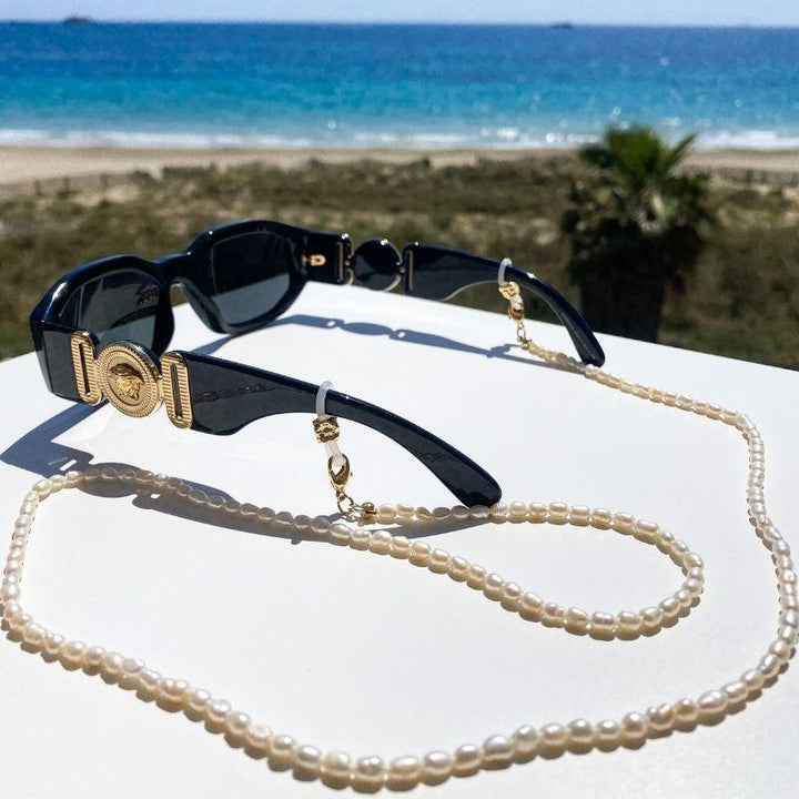 Brillenkette Sonnenbrillenkette Sonnenbrille Schmuck Perlenkette Echte Perlenkette 18K gold Verschluss