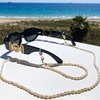 Brillenkette Sonnenbrillenkette Sonnenbrille Schmuck Perlenkette Echte Perlenkette 18K gold Verschluss