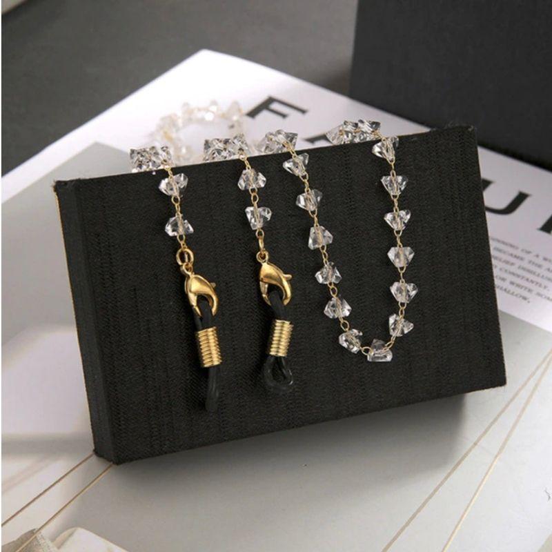 Brillenkette Maskenkette Modeschmuck Fashion Glasperlen gold