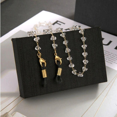 Brillenkette Maskenkette Modeschmuck Fashion Glasperlen gold