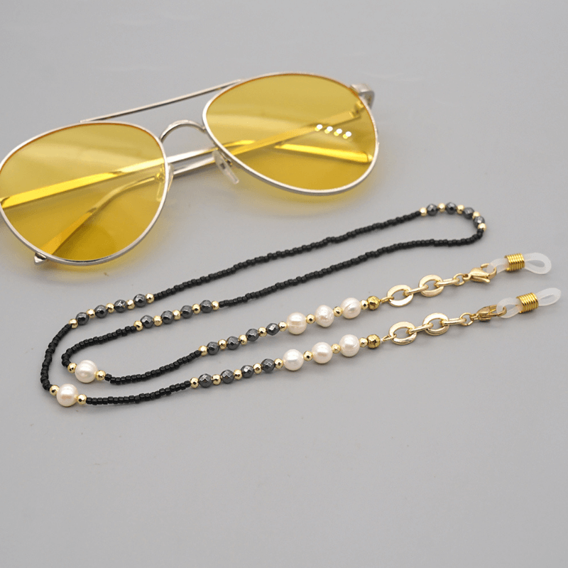 Brillenkette und Maskenkette in einem - Karabinerhaken Verschluss Perlenkette