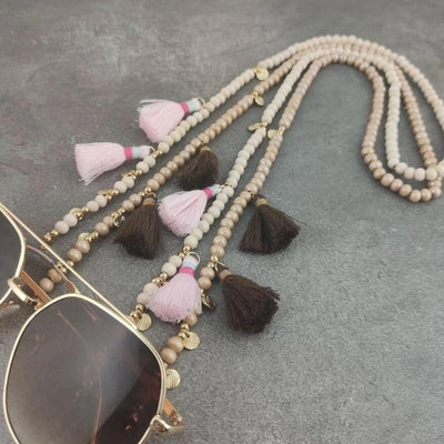 Hippie Boho Style Maskenketten Brillenketten mit Pompoms