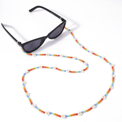 Farbige Bunte Blumen Perlenkette, Sonnenbrille Kette und Maskenkette in Einem