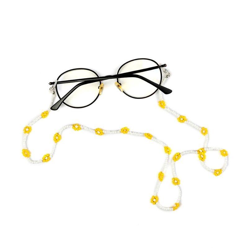 Brillenkette aus Blumenperlen Perlenkette Maske und Brille