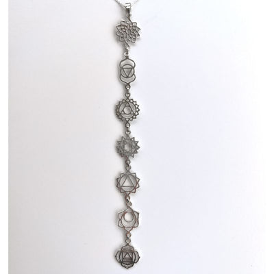 Chakra Halskette aus Sterling Silber 925 - 7 Chakra Symbole 
