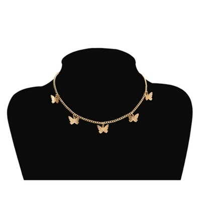 Goldener Choker Halskette mit Schmetterlingen