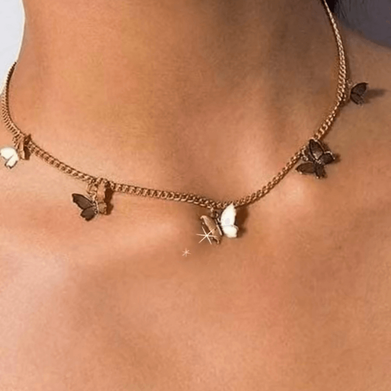 goldene Choker Halskette mit Schmetterlingen
