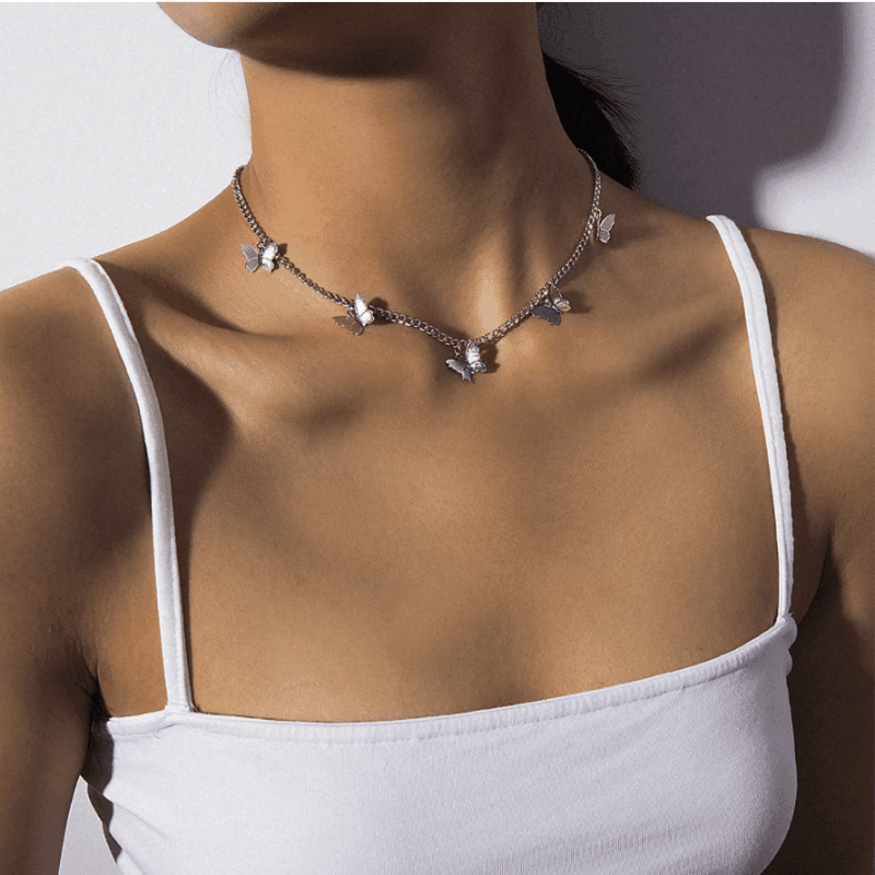 Schmetterling Choker silber - Choker Halskette Schweiz