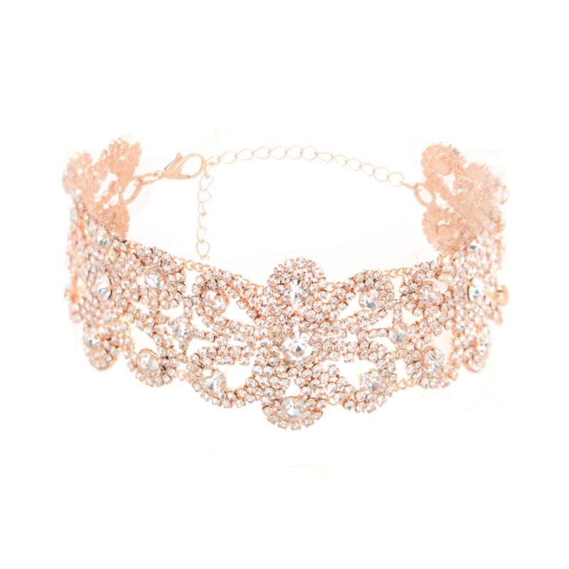 Goldene Strasssteine Choker Halskette aus Strassteinen 