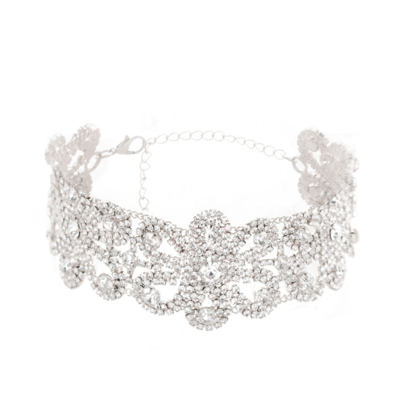 Silberne Choker Strasssteine Choker Halskette Damen online bestellen