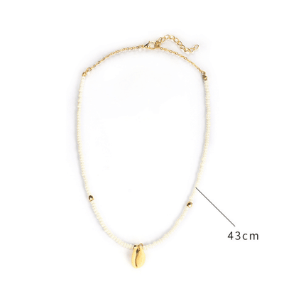 weisser Perlen Choker Halskette mit Muschel 