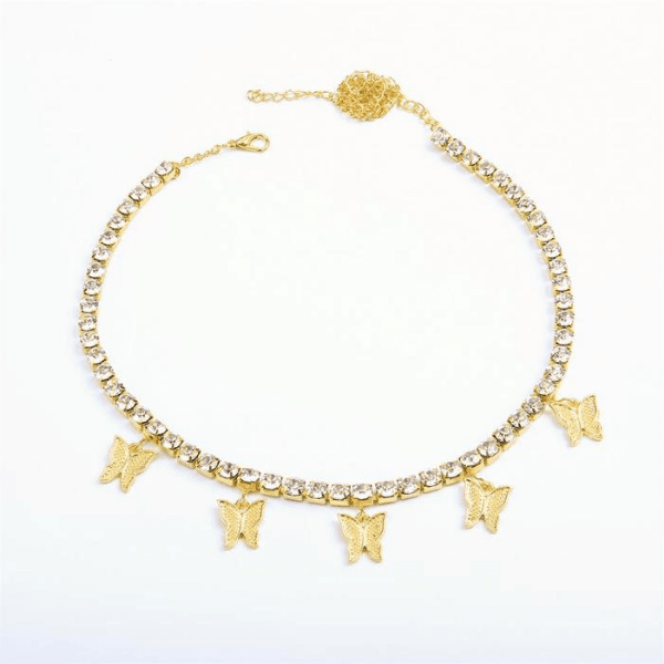 Goldene Choker Halskette mit Schmetterlingen 