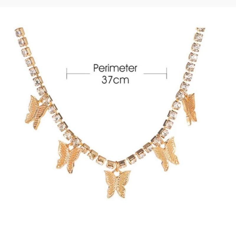 Goldene Choker Halskette mit Schmetterling 