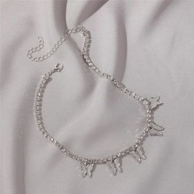 Silberne Choker Halskette mit Glitzer Strasssteine 