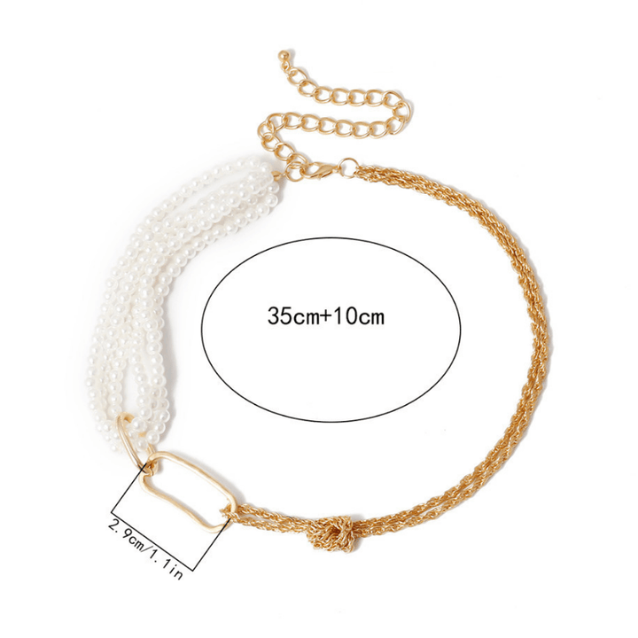 Choker Multi Layer Perlen und goldene Gliederkette