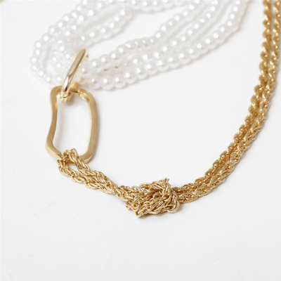 Perlen Choker Halskette goldene Gliederkette und Deko Glieder - Perlen Choker