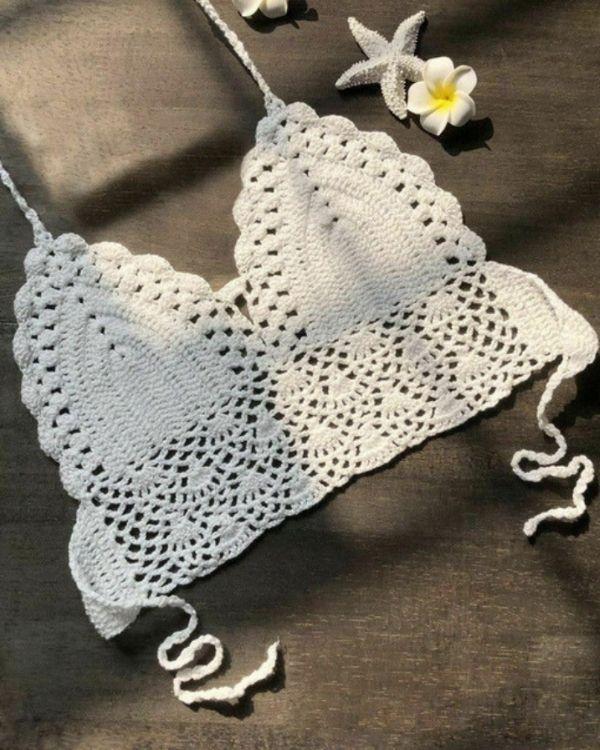 Weisses Boho Häkeltop Crochet Top 