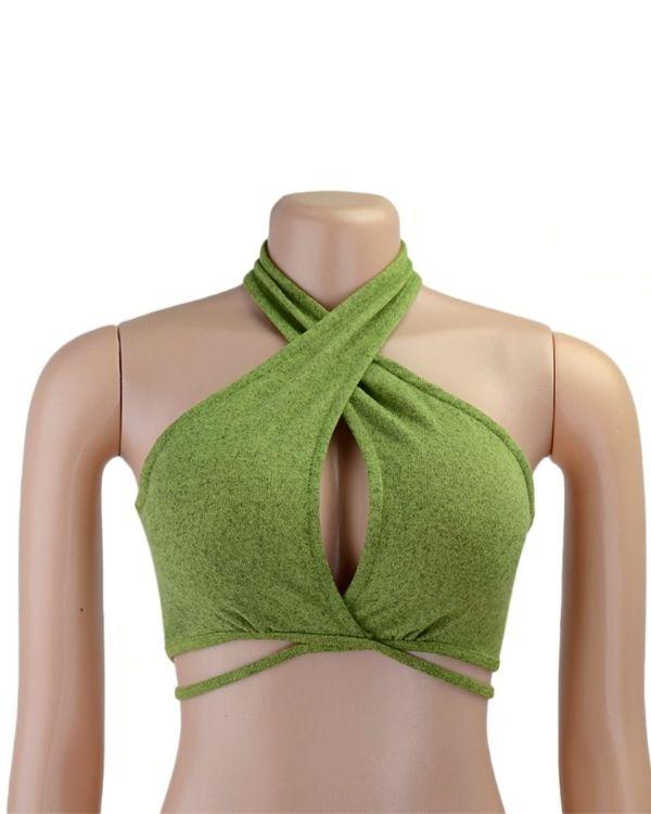 Bandage Nackentop Neckholder Top Green Gruen zum binden - Just Style 