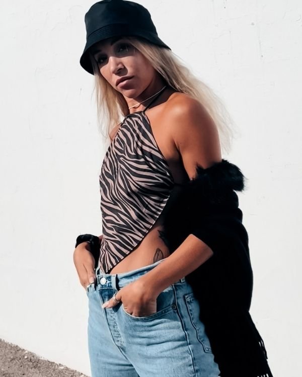 Crop Top Wild Zebra Ruckenfreies Boho Damen Top JS Shop