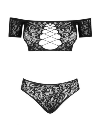 Zweierset Spitzen Dessous aus Bandeau Top und String Hose