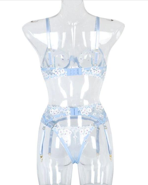 Dessous Lingerie Set aus Bra Strapsenhlaterung und String