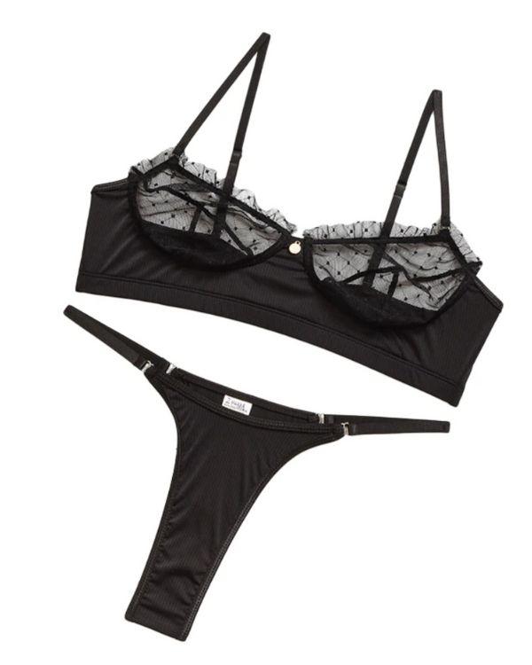 Schwarzes Dessous Lingerie Set Damen - Erotische Reizwäsche auch für den Alltag
