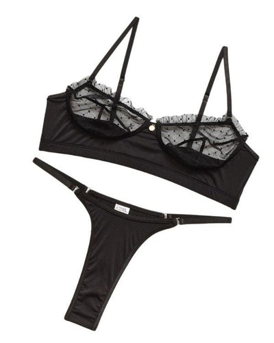 Schwarzes Dessous Lingerie Set Damen - Erotische Reizwäsche auch für den Alltag