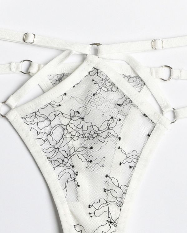 String Tanga weiss mit schwarzen Details