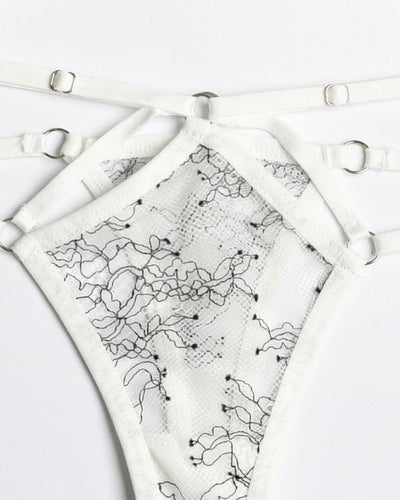 String Tanga weiss mit schwarzen Details