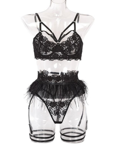 Hochwertiges Schwarzes Lingerie Dessous Set - Erotische Unterwäsche