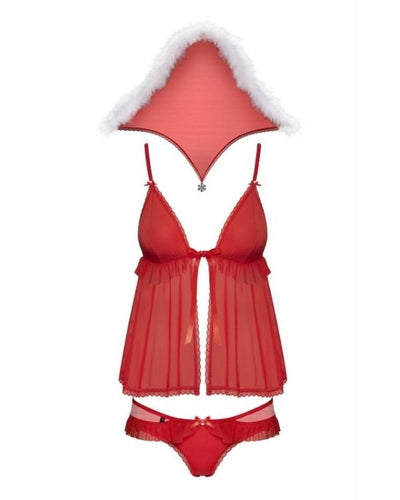 Weihnacht X-Mas Babydoll Dessous Lingerie mit X-Mas Mütze Sexy Santa Claus
