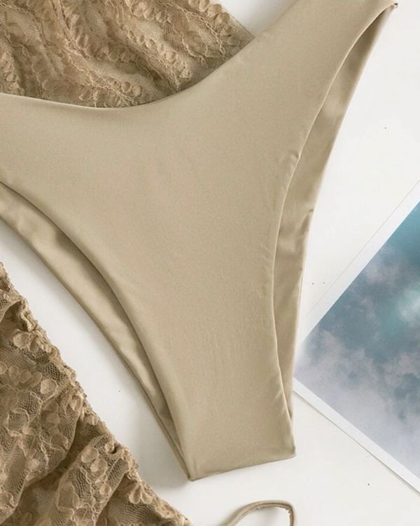 Goldenes Khaki Bikini Badehose 