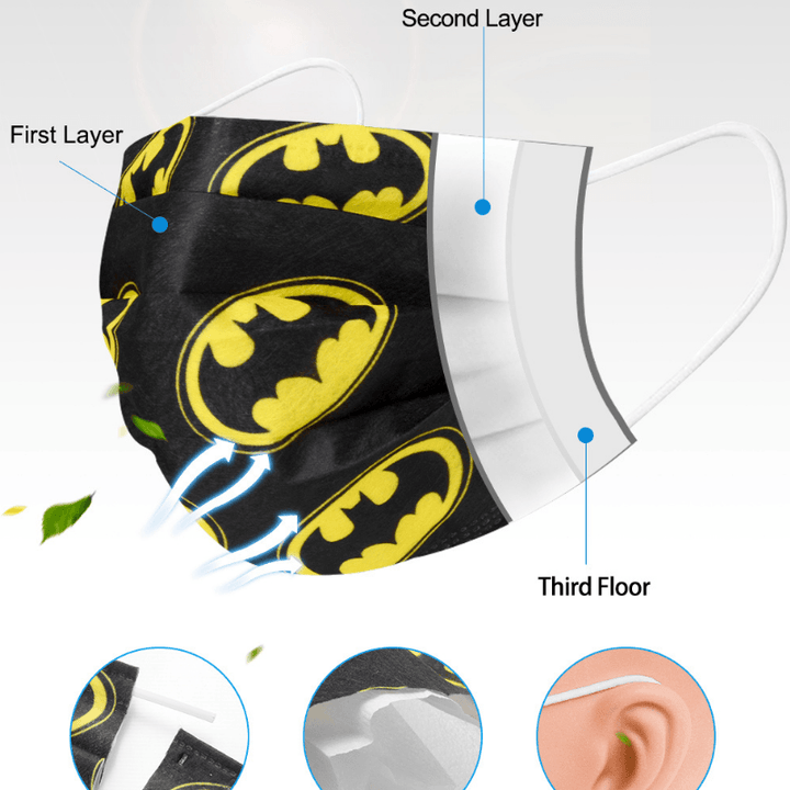 Batman Einwegmasken in schwarz gelb für Erwachsene online kaufen