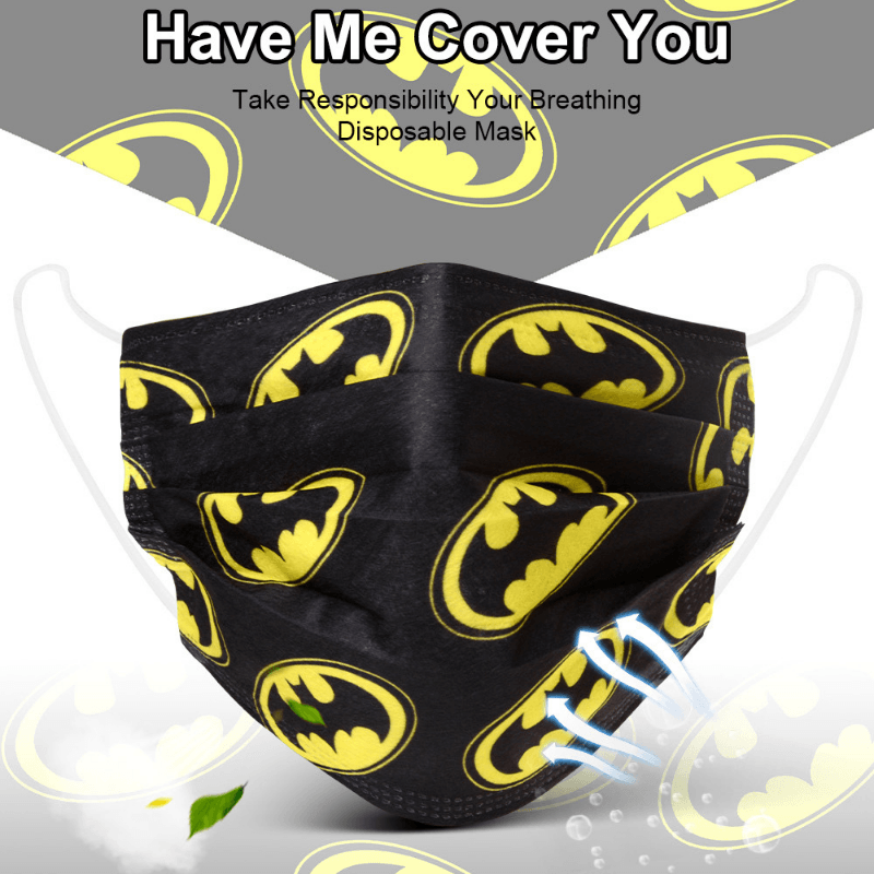 Mund-Nasen-Bedeckung in schwarz mit Motiven Batman