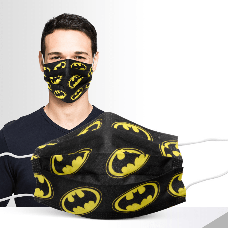 Einwegmasken schwarz für Herren mit Batman Motiv