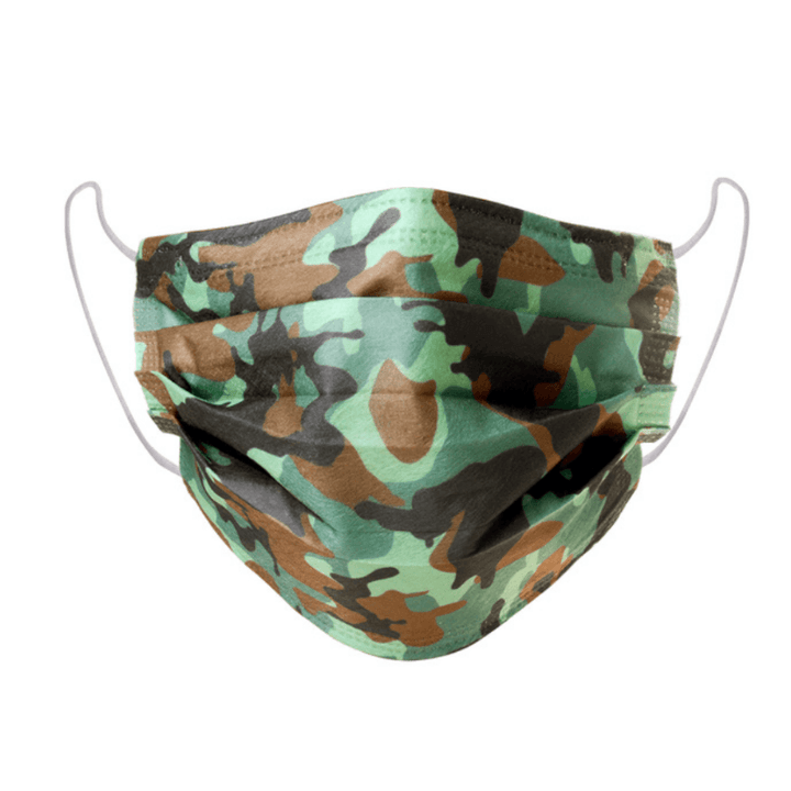 Einwegmasken Camouflage Militär Muster in grün braun 