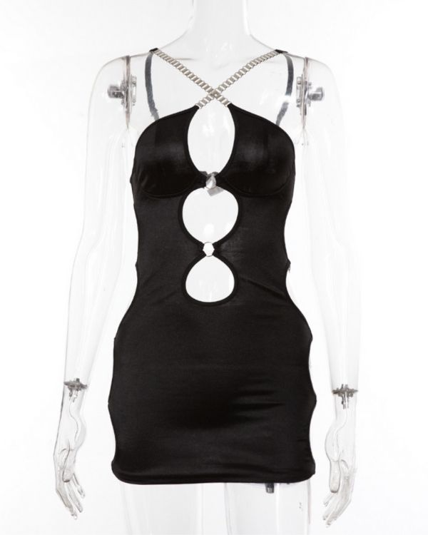 Schwarzes Cut-Out Minikleid - Erotisches Dessous Lingerie Kleid in schwarz