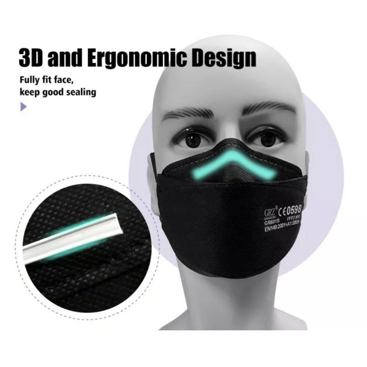 Ergonomische Schutzmasken mit Nasenbuegel und elastischen weichen Gummibaender 