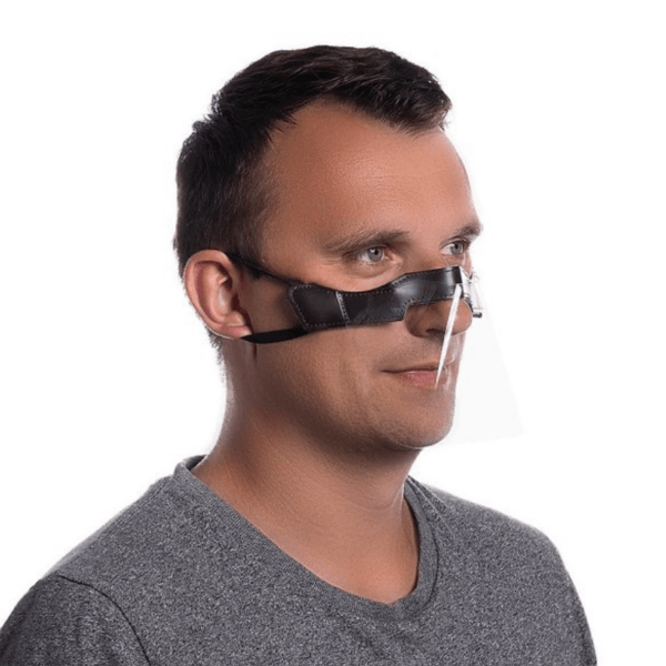 Face Shield | Gesichtsschild Prestige | Gesichtsvisier in schwarz, blau und dunkelbraun | Visier Maske kaufen | Gesichtsvisier Schweiz | Mini-Visier Maske für Damen und Herren | Corona Visier Maske mit Style | Fashion Face Shield Mask Switzerland