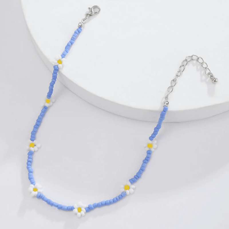 Farbige Perlen Halskette Blumen Daisy