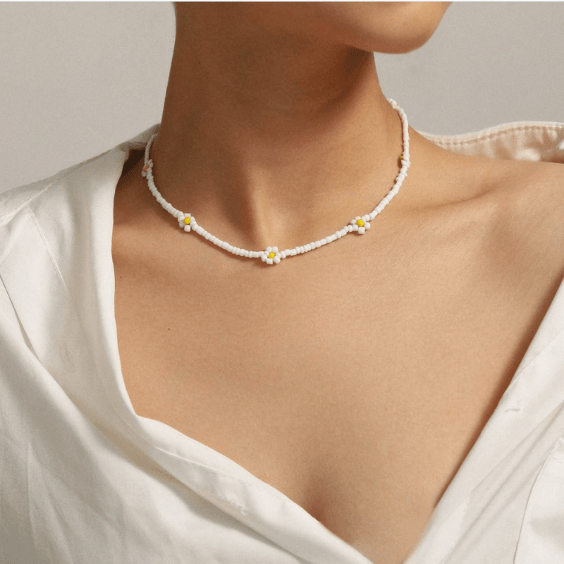 Farbige Perlen Halskette Blumen Daisy