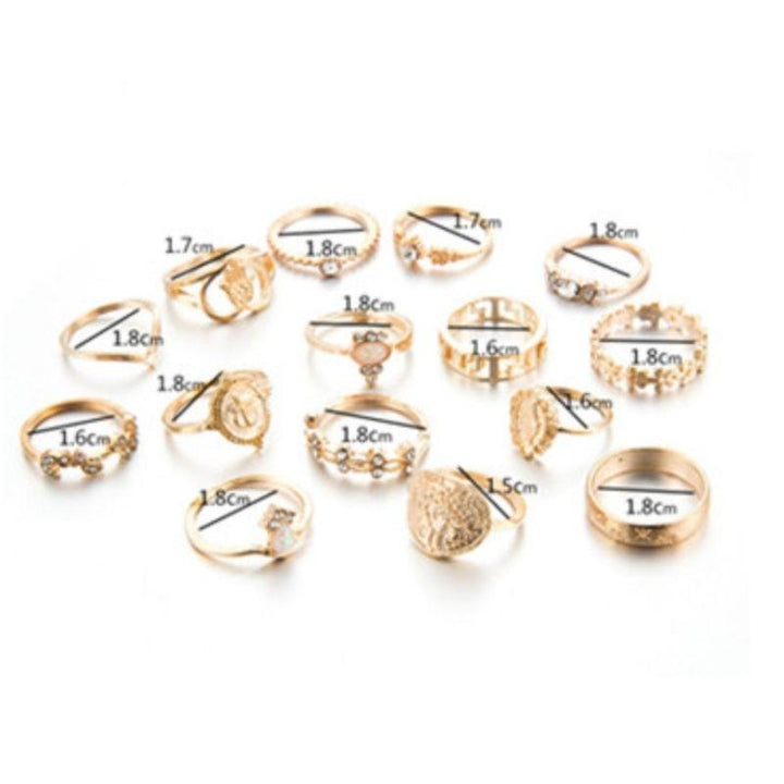 Boho Modeschmuck Just Style - Goldenes Ring Set  mit Steinen