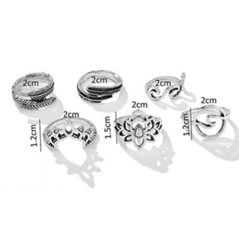 Hippie Style Ringe mit Welle, Lotus und Feder