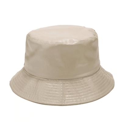 Beiger Fischerhut Damen aus Kunstleder - Schlapphut mir kurzer Krempe - Buckethat für Frauen