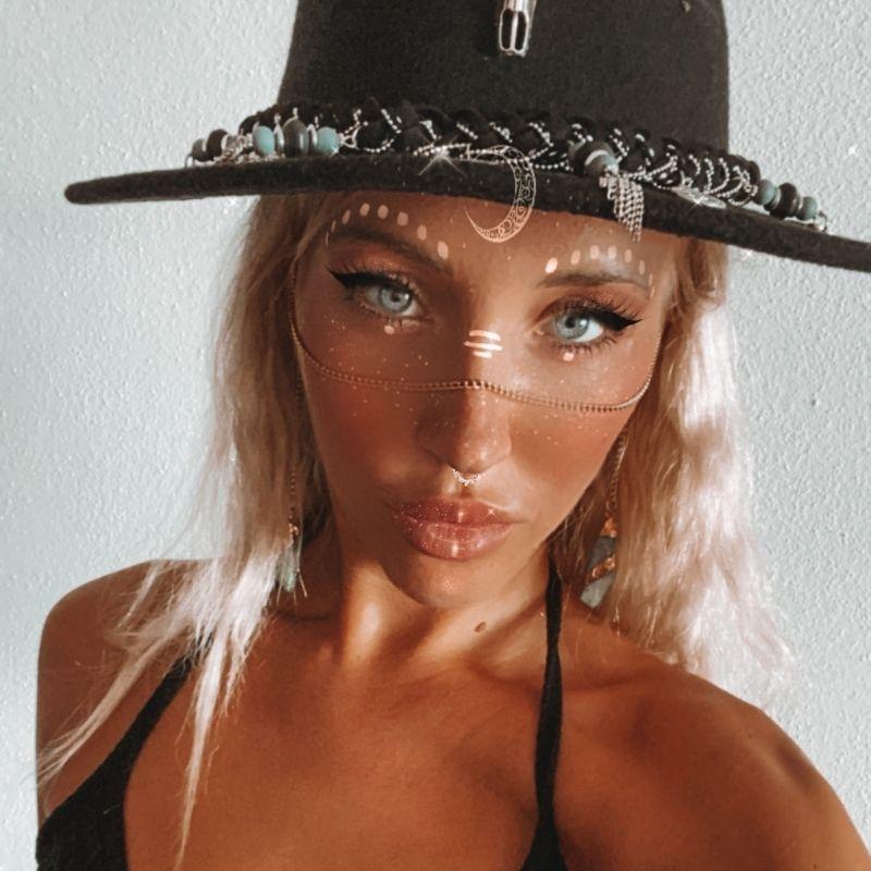 Gipsy Festival Schmuck Gesichtskette Gesichtsschmuck Facechain handgemacht aus Ibiza - Edelsteine aus Quarz