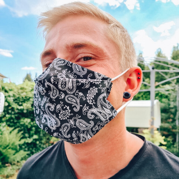 Herren Gesichtsmaske Hygienemaske Mundschutz Fashion schwarz